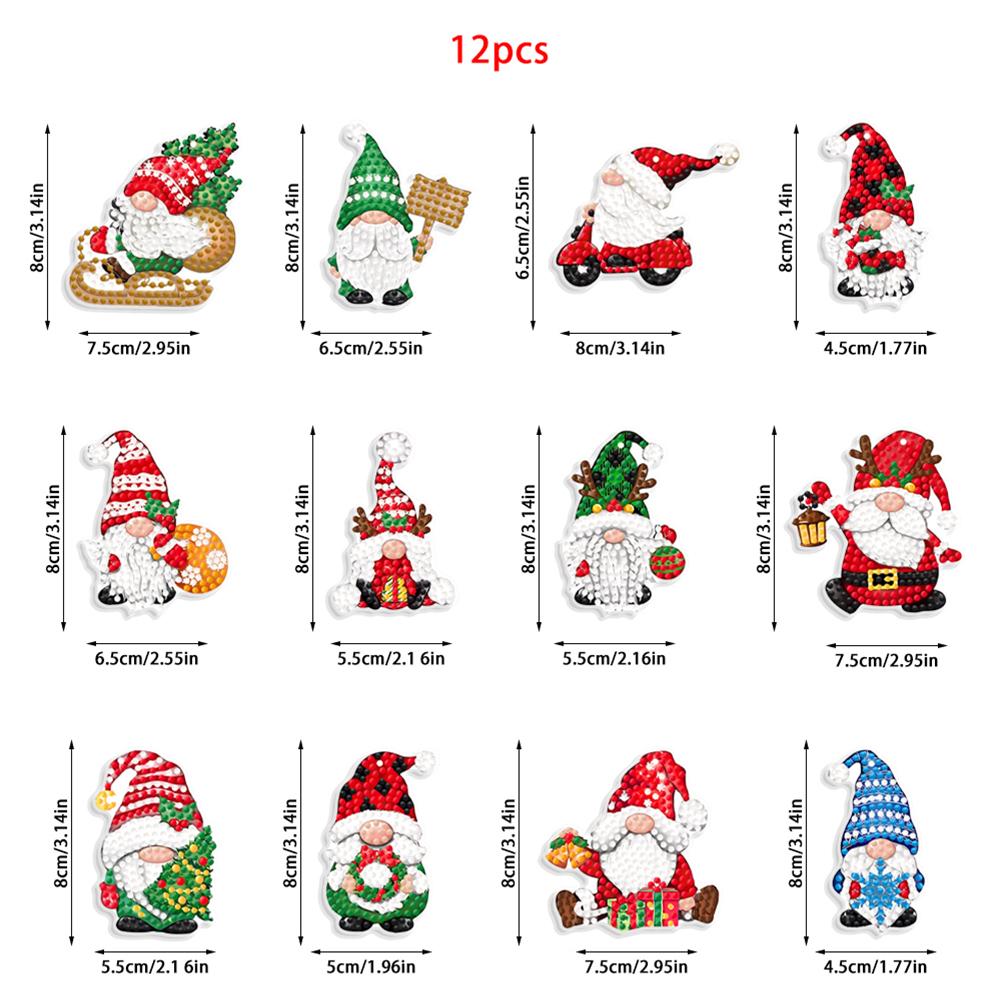 10/12PCS Christmas Tree Pendant Hanging Ornament DIY Diamond Painting Keychain Bag Pendant Xmas Gifts Home Christmas Decoration