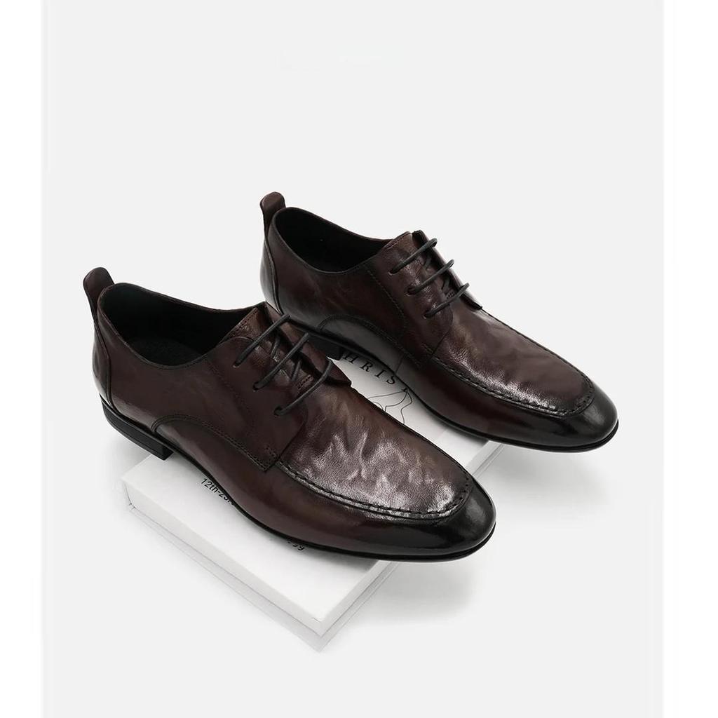 Men's English Style Pointed Toe Leather Shoes - Autumn/Winter Fashion, Soft Sole, Genuine Leather, Business Formal & Trendy.