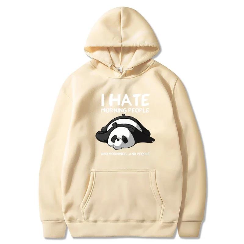 Lazy Panda I Hate Morning People Bedrukte Hoodie Dames Casual Mode Hoody Herfst Zacht Sweatshirt Harajuku Warme Sportkleding Heren