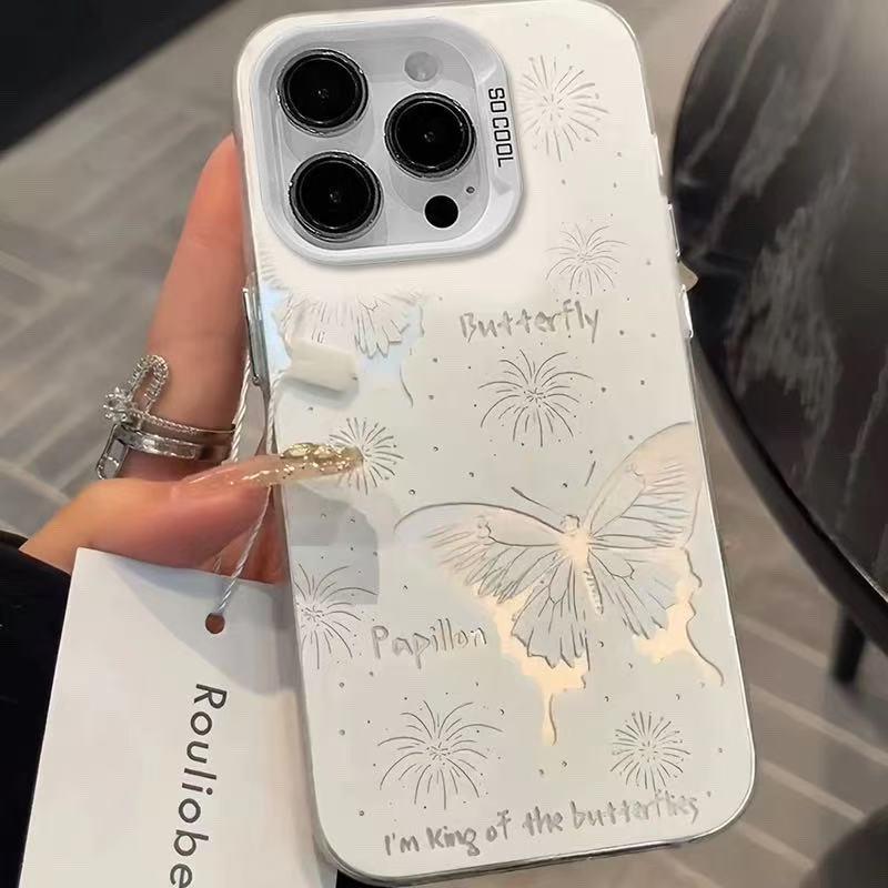 

Silver Butterfly Phone Case for iPhone 12-17, New Year Limited Edition iPhone 13 Pro