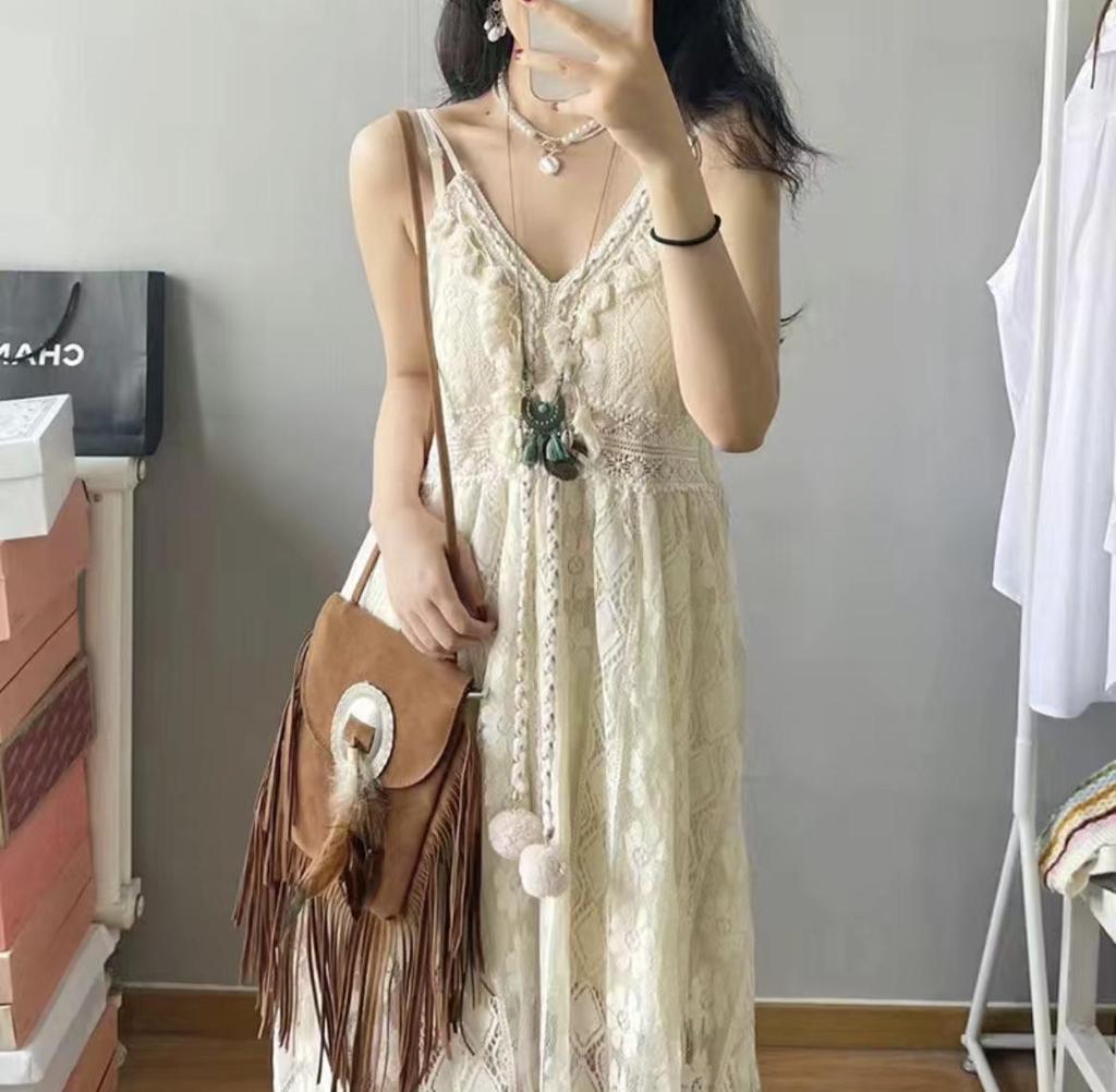 European and American Lace Camisole Swing Dress: Evening and Beachwear Collection 2022