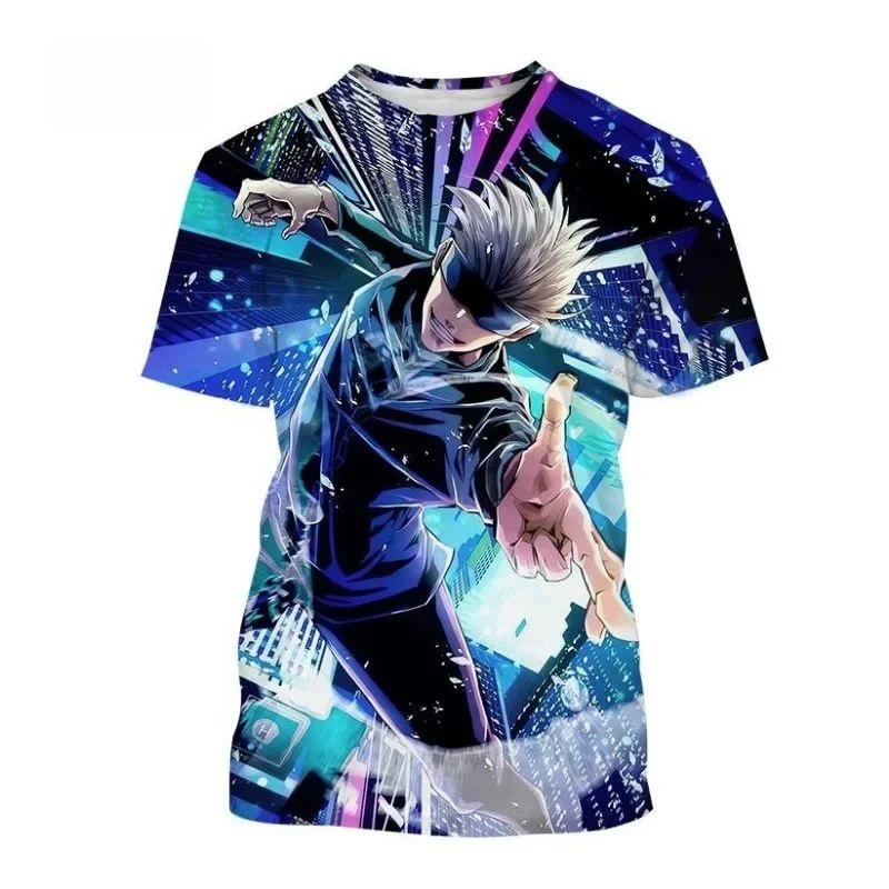 2026 Nové Dětské 3D Tričko s Potiskem Kresleného Filmu Jujutsu Kaisen, Kulatý Výstřih, Krátký Rukáv, Sportovní Top, Tričko s Motivem Anime Dárek