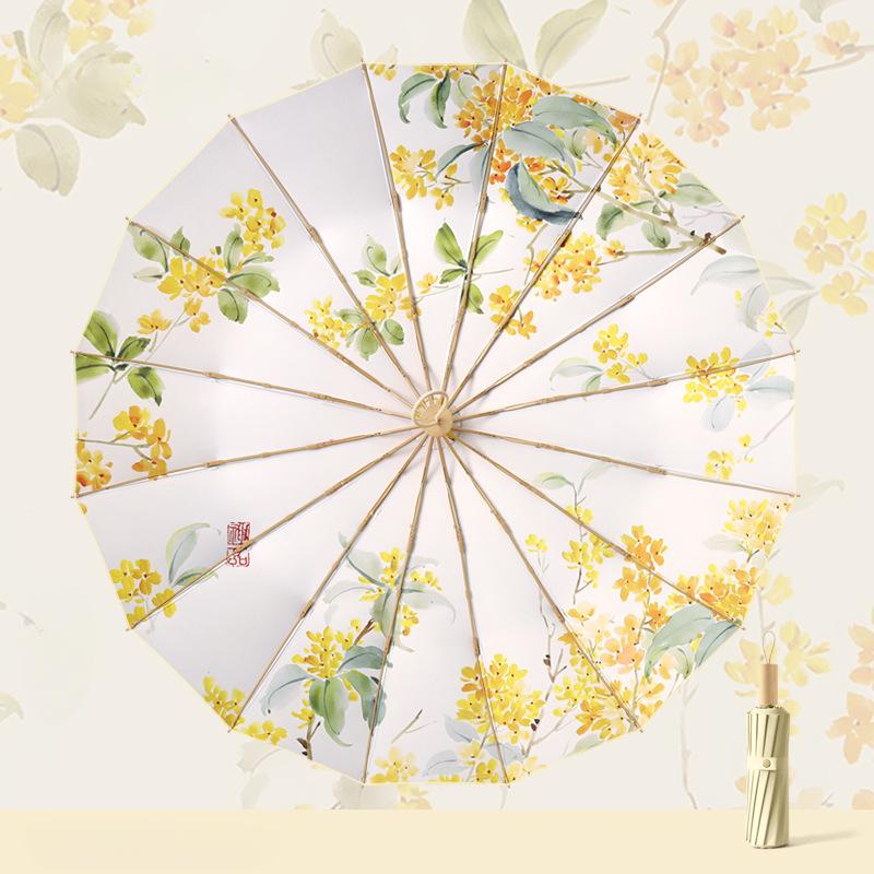 Large Sunscreen UV Sun Umbrella for Women, Printing Folding Rain Umbrellas,Sunny and Rainy Dual-purpose Umbrellas Female Parasol