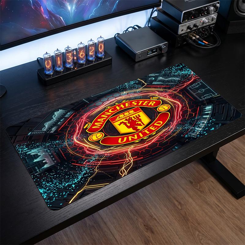 Tappetino Mouse Grande Stampato Manchester United, Tappetino da Scrivania Morbido in Gomma Antiscivolo per Gaming, Decorazione per Ufficio, Laptop, Computer