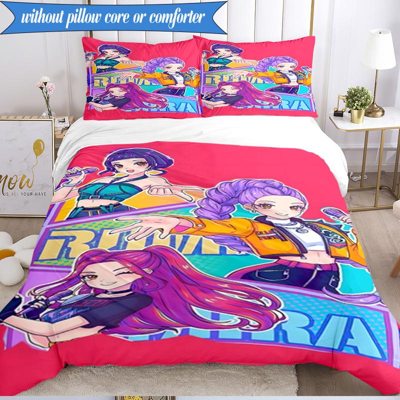 Kpop cartoon 3pcs K-pop music group Bedding set,Ideal for Bedroom, Dormitory,Including Duvet Cover And 2pcs Pillowcases,Fan gifts