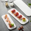 Rechteckige Keramikplatte mit weißer Steinkornoptik, hochwertige Sushi-Platte, Restaurant-Sashimi-Platten, Dim-Sum-Platten, Geschirr