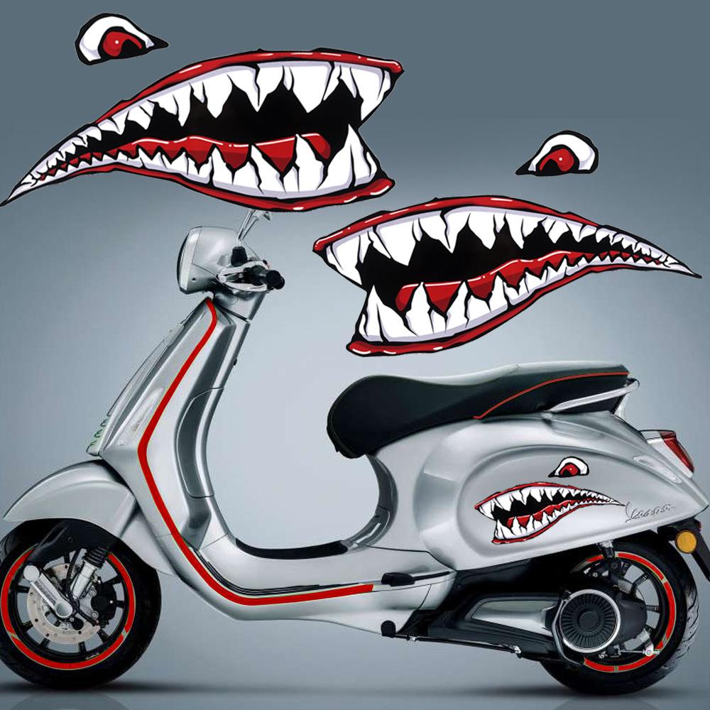 New Waterproof Flying Tigers Reflective Shark Mouth Teeth Car Boat Yacht Decal Colored Body Sticker