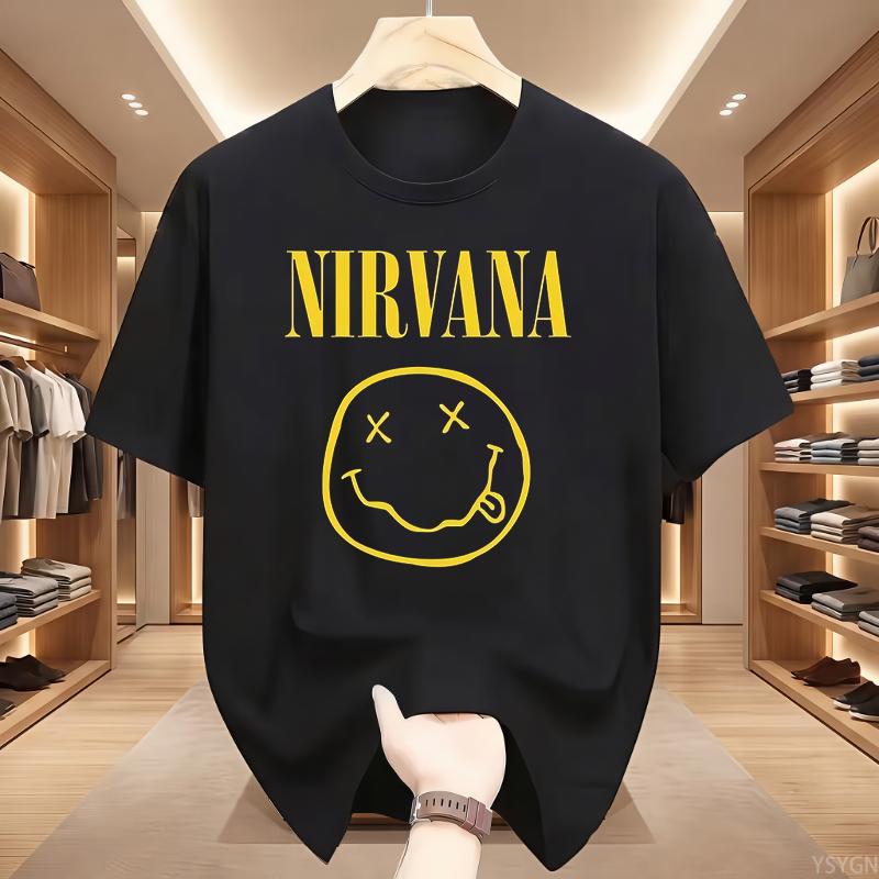 Nuova T-shirt Unisex Nirvana Rock Band 100% Cotone Stile Hiphop Unisex e Unisex Oversize Y2K Tee Casual Larga per Esterno Strada