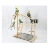 Wooden Bird Playstand Gym - Parrot Cockatiel Playground with Metal Feeder Perch Ladder Plate Interactive Bird Toy for Activity