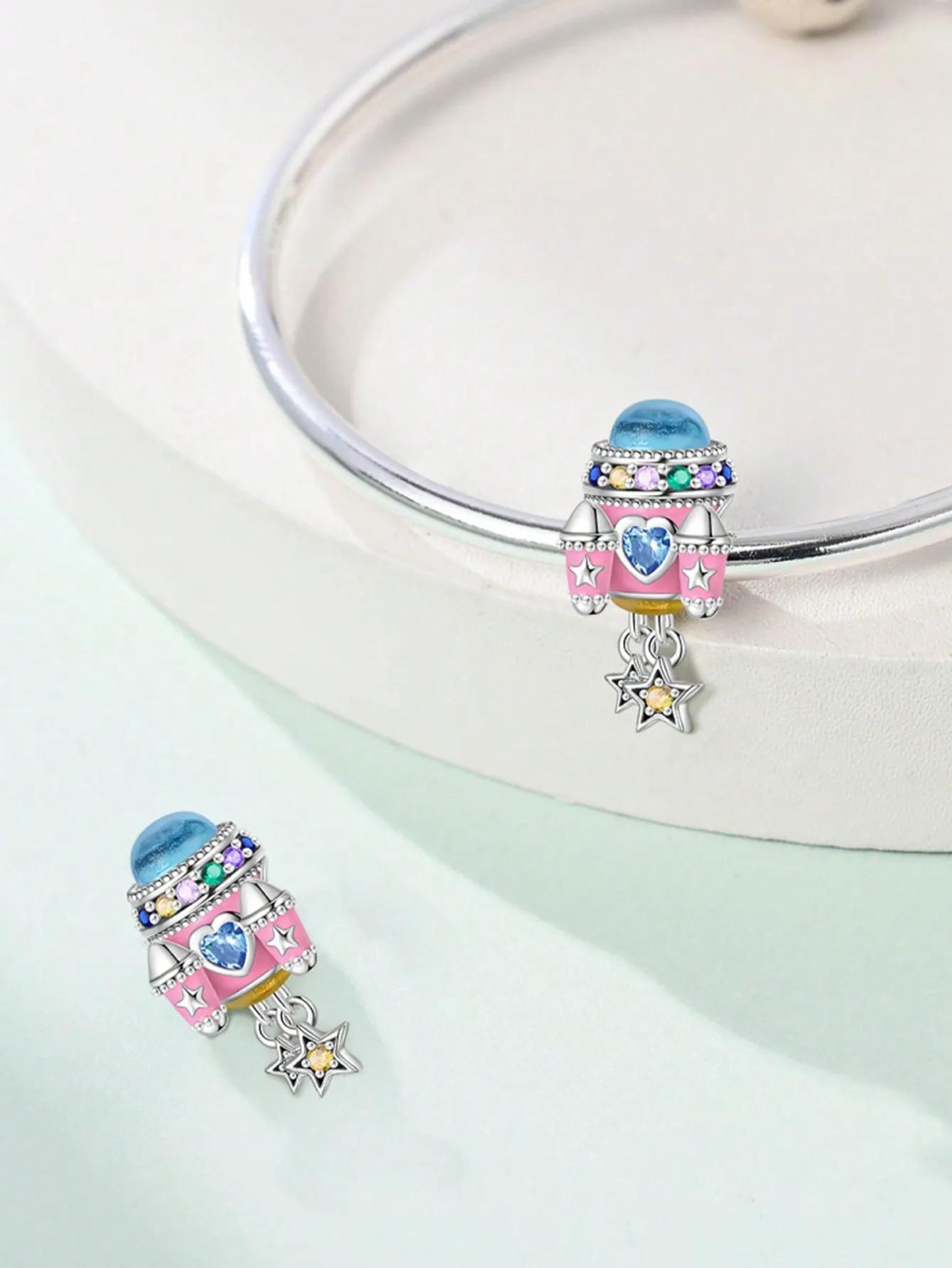 

Charm Bead Components Plata Copper Metal Colors Pink Rocket Robot Phone Bead Components Charm Bead Component Pendant Bead Component Designed For