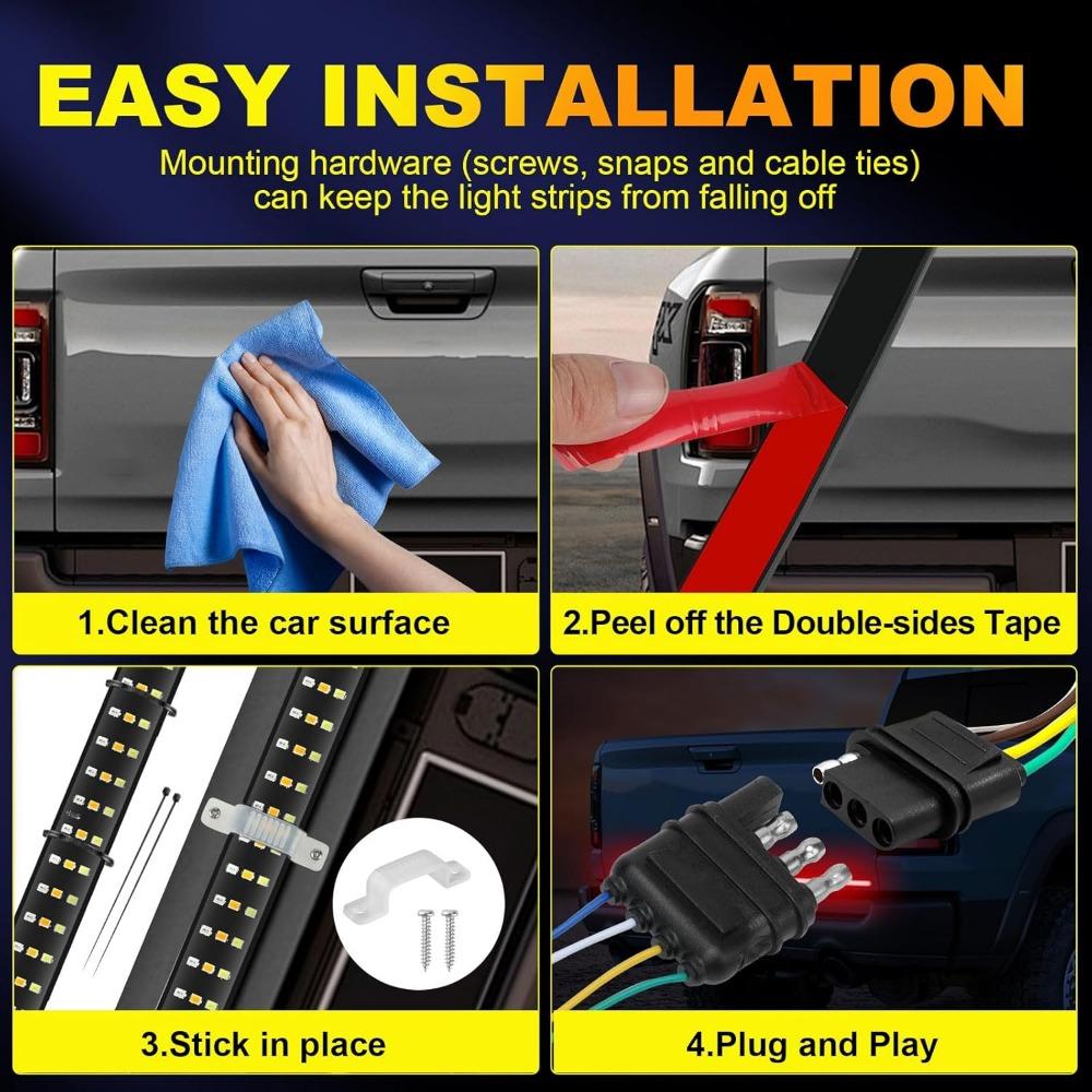 60 Zoll LKW Heckklappenlichtleiste Dreireihige LED Heckklappenlichtleiste mit Brems-, Rückfahr-, sequentiellen Blinklichtern, Stroboskoplichtern