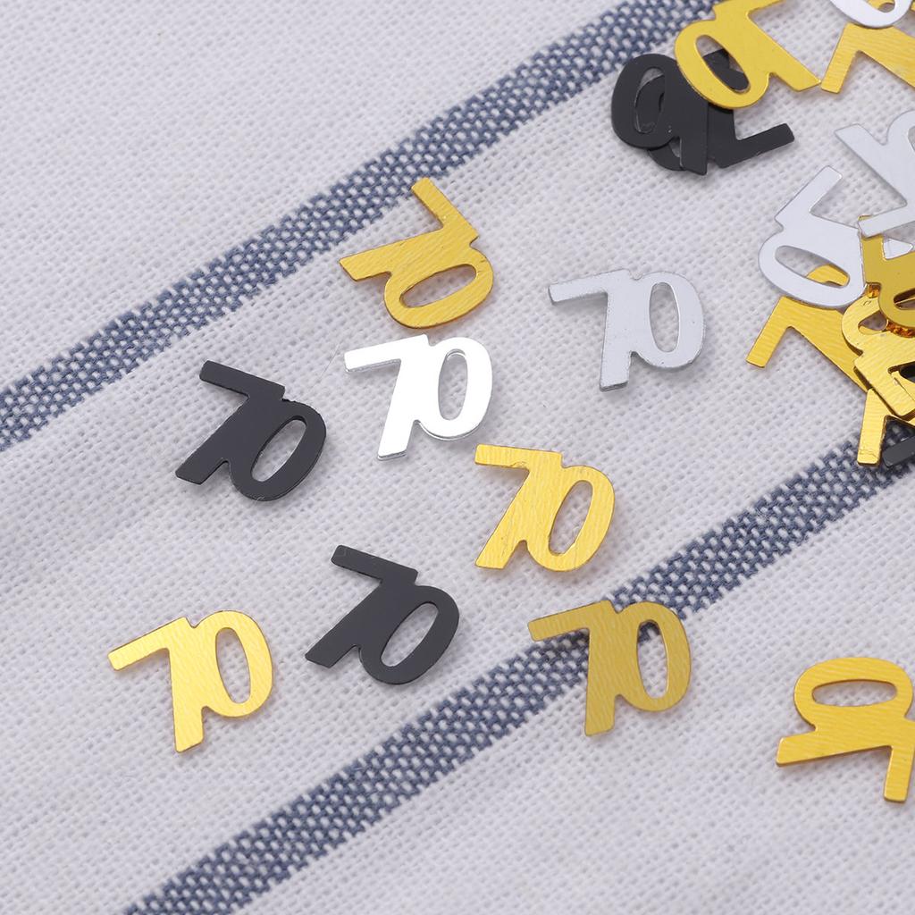 1200Pcs Anniversary Confetti Number 70 Reusable Sequins for Invitations Wrapping Paper Party Decor Golden Silver Black