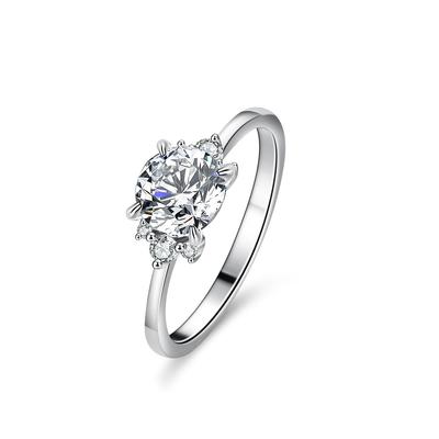 D Color Moissanite Diamond Ring Women's Silver Ring Four-claw Flash Diamond Ins Diamond Ring Wedding Ring Proposal Diamond Ring Gift for Girlfriend