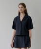 Mansion Hem Collared Crop Jacket_Navy