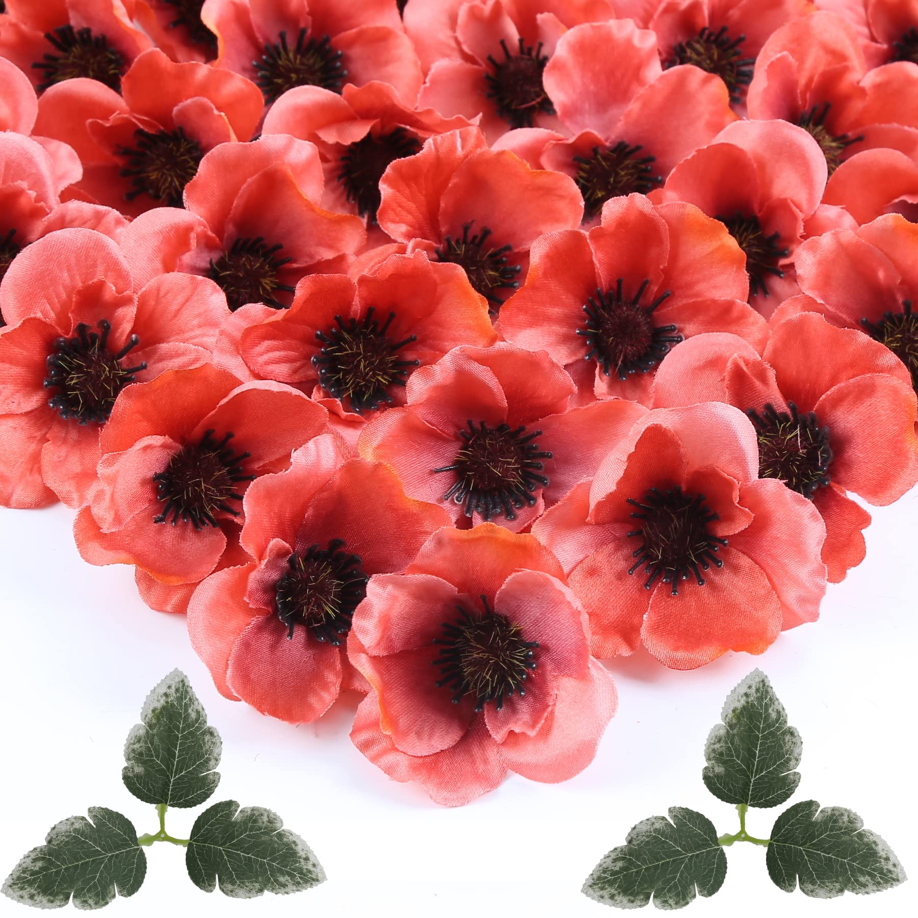 

200 шт. искусственных цветов мака, искусственные цветы 2,75 дюйма, шелковые цветы мака, искусственный центральный элемент для корсажей, центральный элемент, цветочные свадебные букеты розы красного