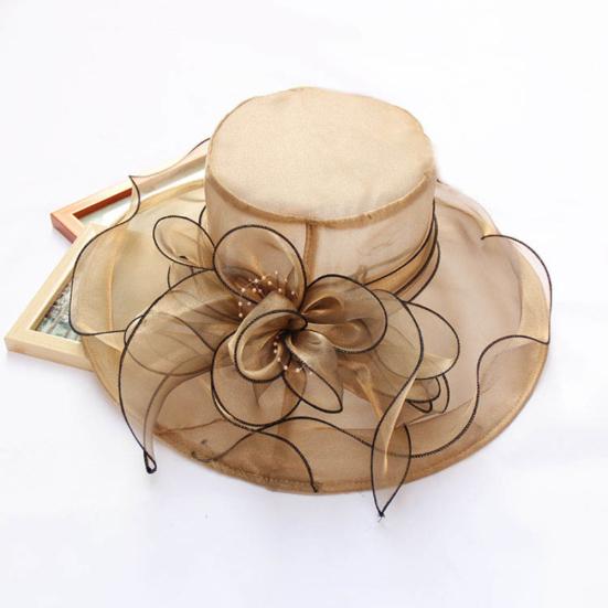 Beach Hat Floral Design Sun Protection Adjustable Organza Thin Elegant Sun Cap Fashion Accessories