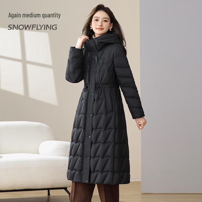 SNOWFLYING Damen Mittellange Daunenjacke mit Kapuze