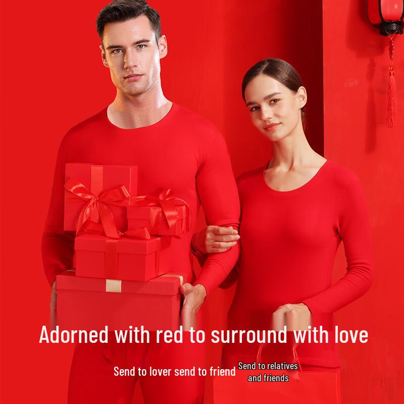 Duck Duck Festive Red Cotton Thermal Underwear Set