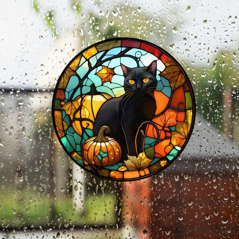 Halloween Static Cling Glass Sticker Window Party Decoration Wall Car RV Window Black Cat Pattern Car Electrostatic Film#32