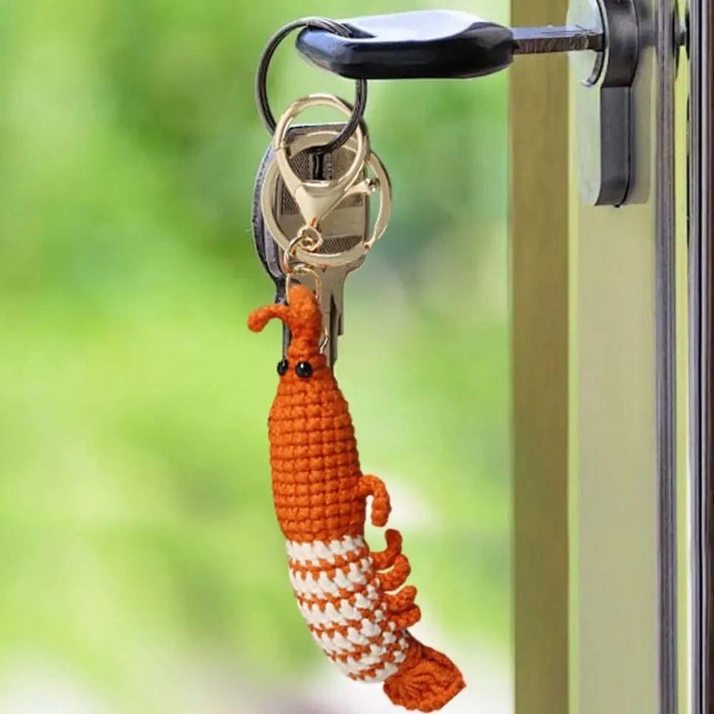 Key Decoration Shrimp Charm Keychains Hand-Woven Shrimp Doll Keyring  Backpack Handbag