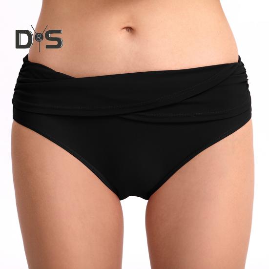 

Женские плавки бикини со средней посадкой, закрытые, со сборками, танкини, купальник-брифы, утягивающий живот, купальный костюм, плавки XXL