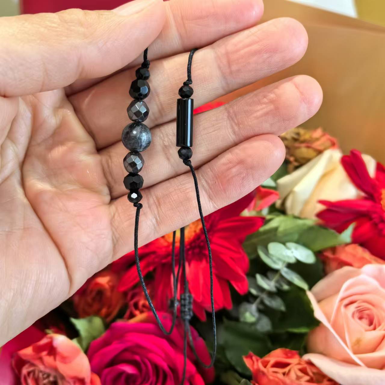 

Браслет тройной защиты, защита эмпата, браслет из черного турмалина и обсидиана серебряный