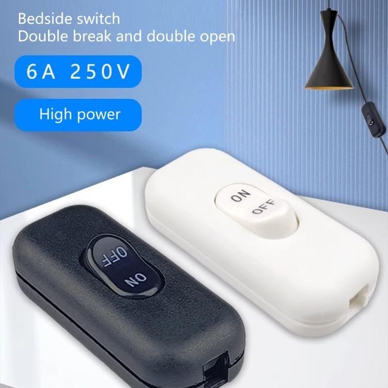 2Pieces Multipurpose Sturdy Lamp Switches 6A 250V Suitable Portable Accessory for All Electric Lighting Products
