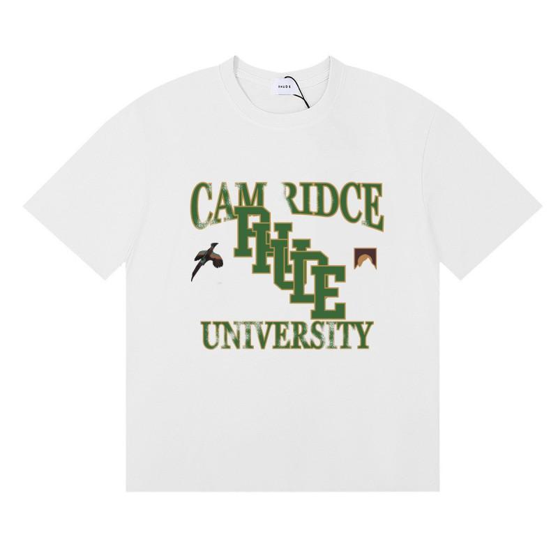 RHUDE Geometric Letter Print T-Shirt Mens Womens American Vintage Short Sleeve Tee