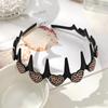 Korean Sparkly Rhinestone Flower Wavy Black Headband with Non-slip Teeth for Women