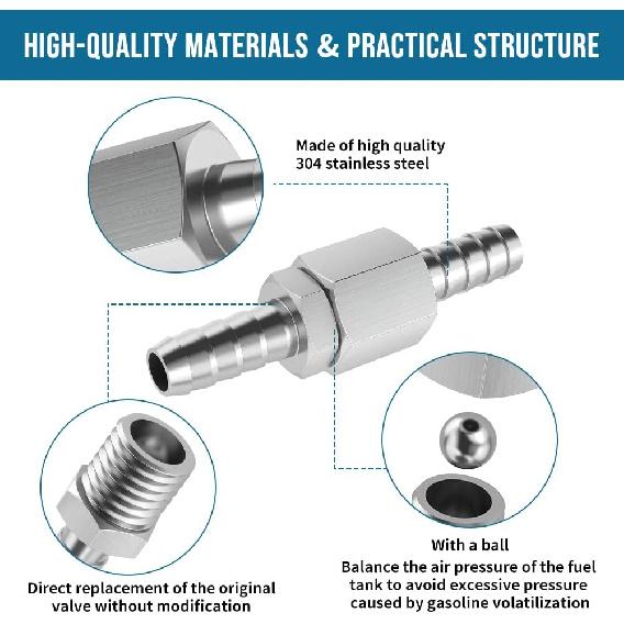 Fuel Tank Vent Rollover Valve, Alpha Rider 304 Stainless Steel Breather Rollover Vent Valve For Kawasaki KRX 1000 With Steel Ball