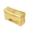 QX2E Handheld Makeup Bag with Large Capacity Gold PU Leather Zipper Bags Versatile Make Up Cosmetic Travel