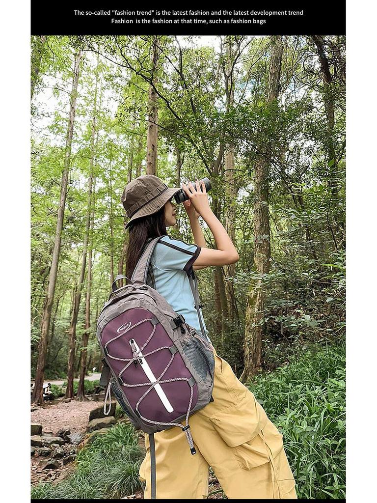 Color Block Hiking Backpack - Large Capacity, Versatile, Casual Shoulder Bag with Lanyard