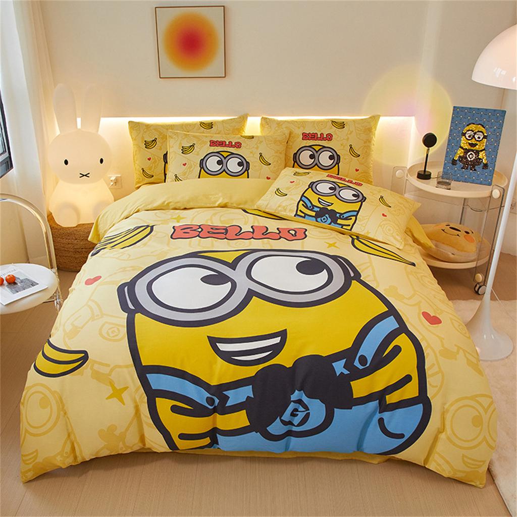 3D M-Minions Wallpaper Anime Digital Printing Bedding Set, Duvet Cover And Pillowcases 75*50 For Adult And Children Luxury Gift
