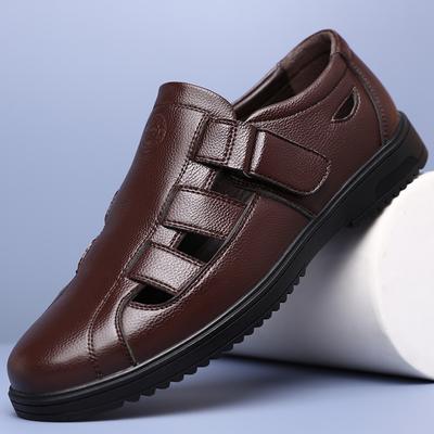 Lederschuhe Herren Weichledersandalen Atmungsaktive Hohlschuhe Weiche Bequeme Freizeitschuhe