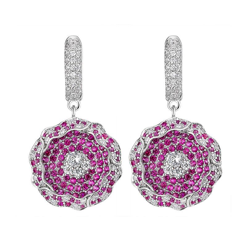 Autumn and winter earrings jewelry light luxury hollow full diamond ruby fashion versatile women's earrings