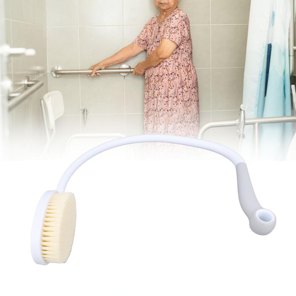 Long Curved Handle Bath Brush Non Slip Nylon Bristles Deep Cleaning Body U Shaped Scrubber for Disabled Limited Mobility Elderly