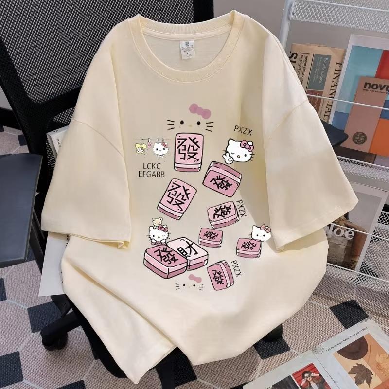 2026 new Hello Kitty Tee soft cotton short sleeve crew neck cute print lightweight summer top for Women daily casual wear