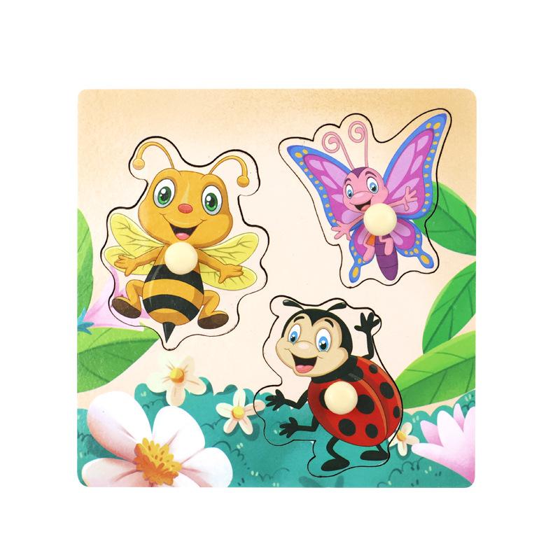 Baby Children Three-dimensional Puzzle Wooden Early Education Intellectual Puzzle Educational Toy Wooden Nails