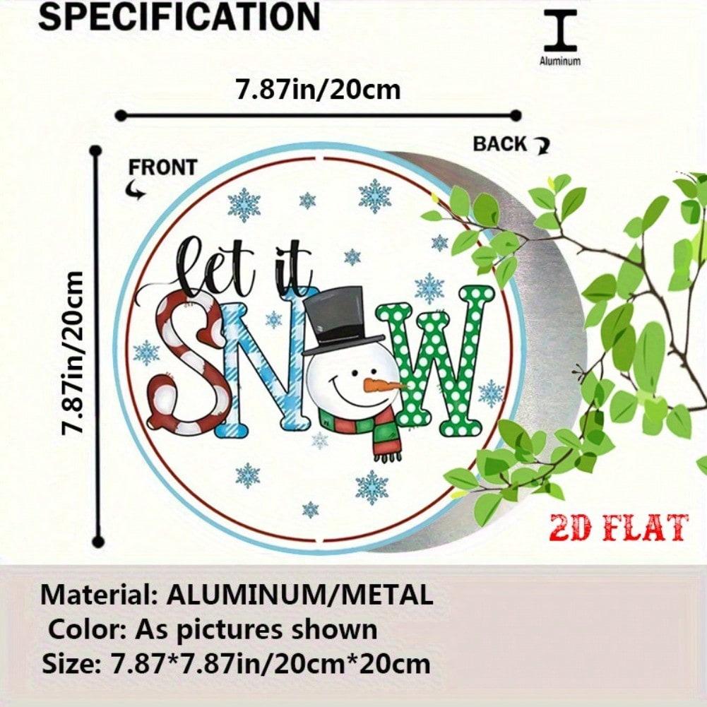 Vintage Let It Snow Metal Tin Sign Winter Snowflake Rustic Farmhouse Wall Art Decor 20x20