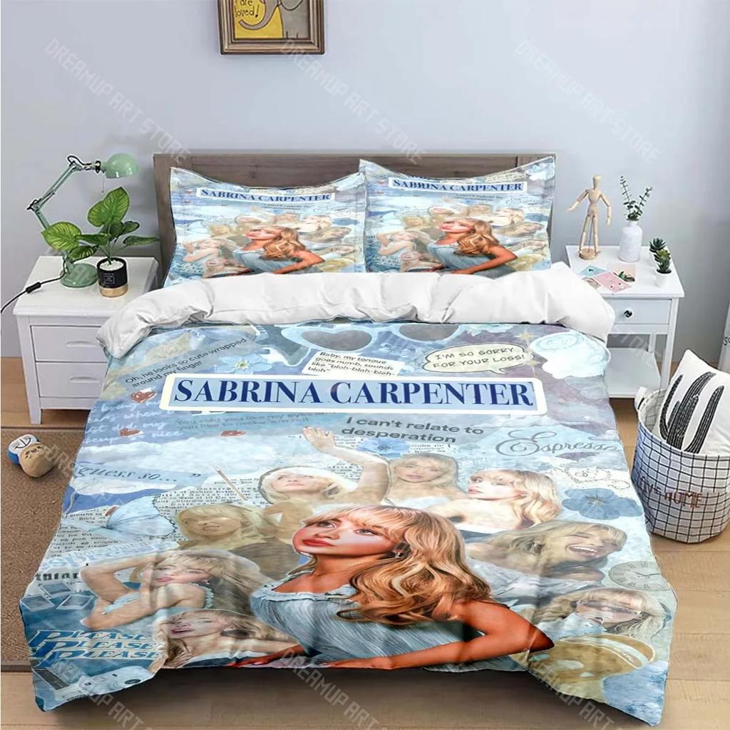 3D-Druck S-Sabrina Carpenter Sängerin Bettwäschesets Exquisites Bettzubehörset Bettbezug Bettdecke Set Bettwäscheset Luxus