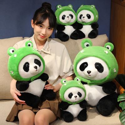 Cute Cute Panda Turned Frog Doll Plush Toy Black And White Panda Doll Children Soothing Doll