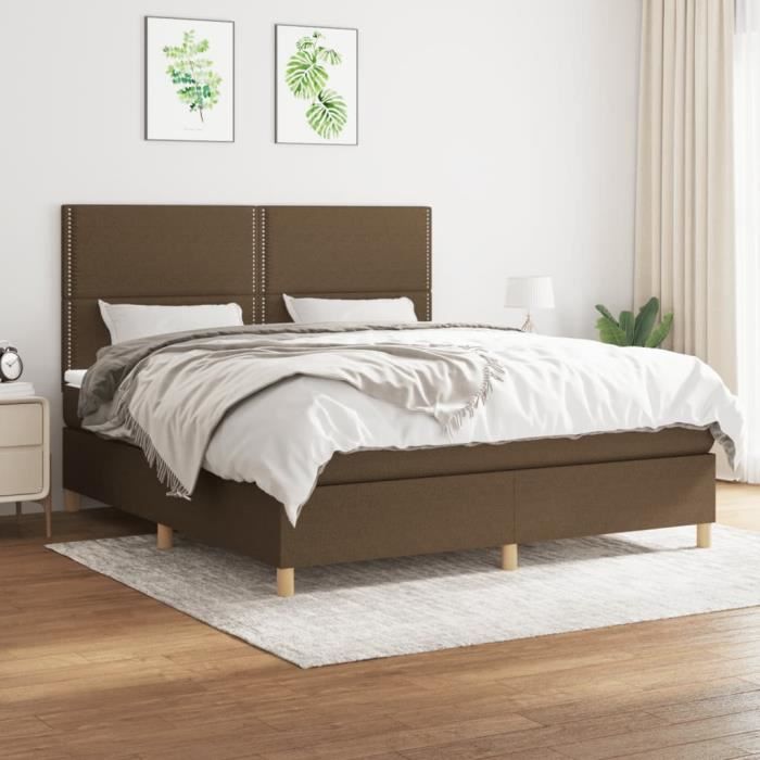 3142276 vidaXL Divan Bed with Mattress Dark Brown 180x200 Cm