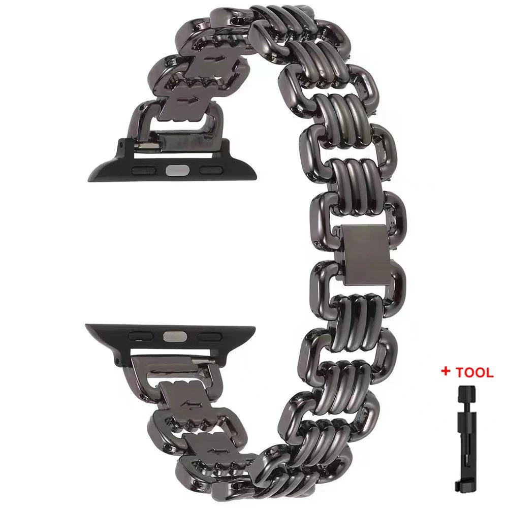Luxury Chain Strap for Apple Watch Band Series 10 9 8 7 6 5 4 3 2 Se Metal Bracelet IWatch Ultra 49mm 46mm 42mm 44mm 38mm 40mm