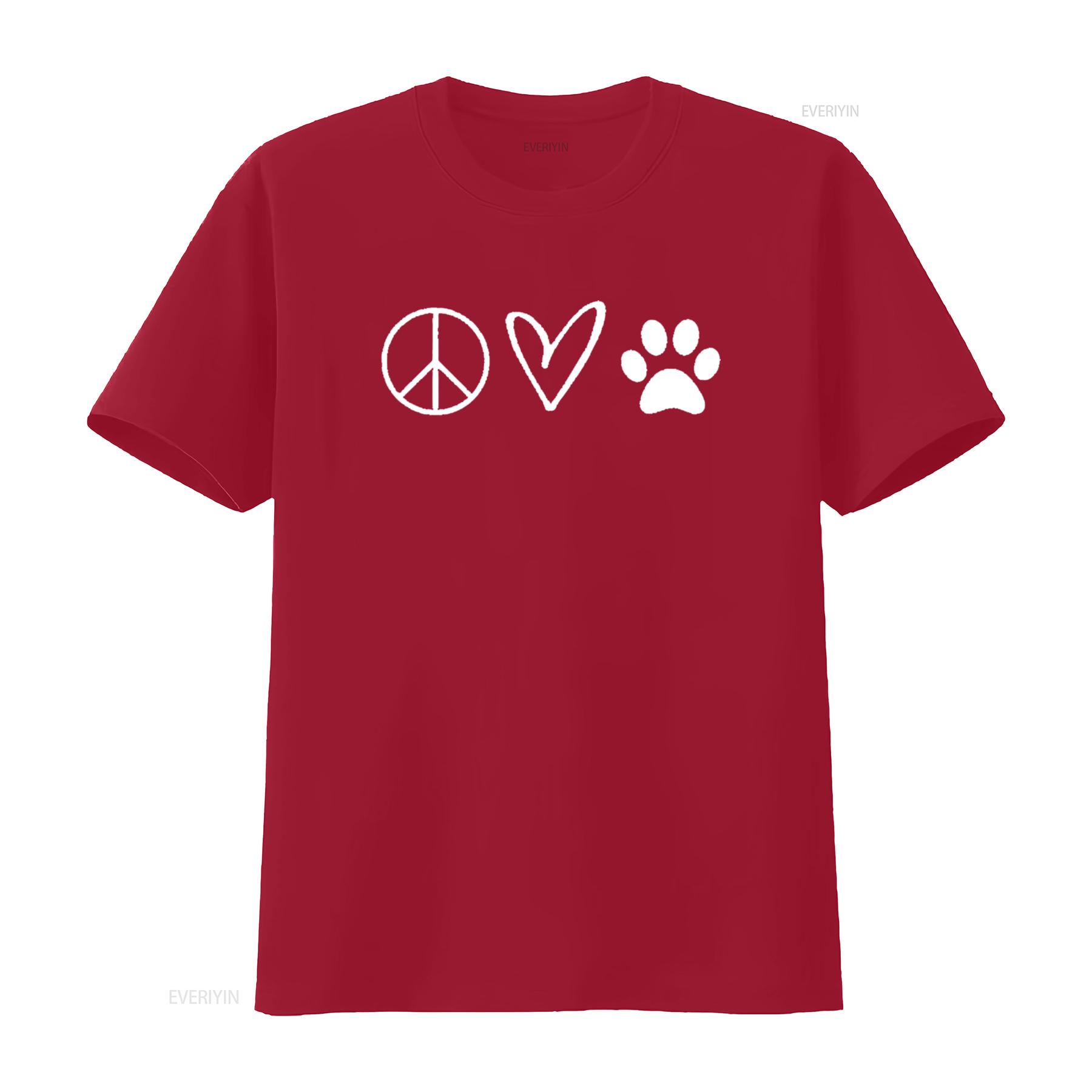 

Funny Peace Sign Heart Paw Print Womens T Shirt Sarcastic Joke Black vintage Washed Casual Versatile Stylish streetwear S