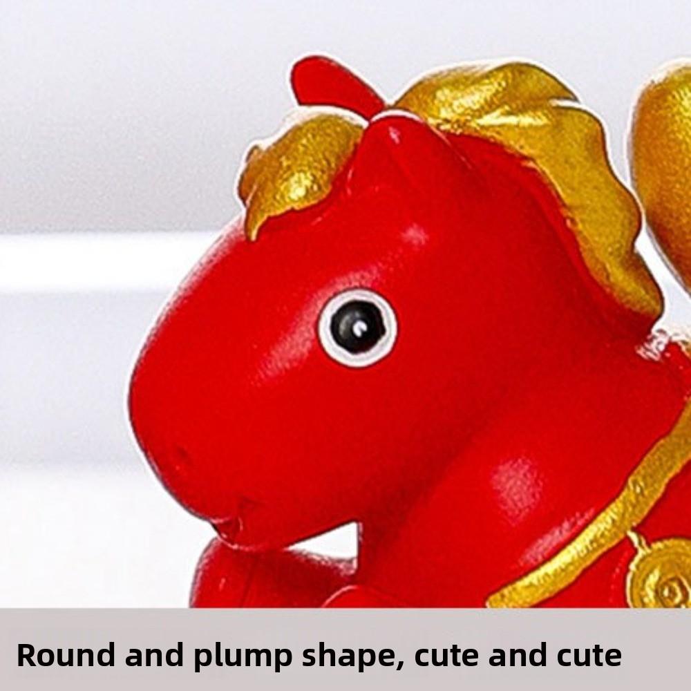 Cute 2026 Horse Year Mascot Resin Year of The Horse Horse Figures Ornament Lifelike Cartoon Horse Statue Chinese New Year