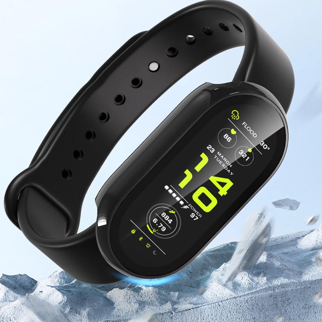 PC Case+Glass for Xiaomi Mi Band 10 All-around Bumper Anti-scratch Protective SmartBand Cover HD Screen Protector for MiBand 10