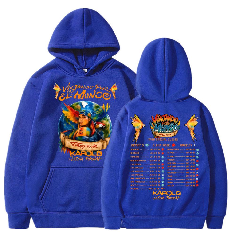 Karol G Tropicoqueta Tour Album Hoodies Men Women Fashion Popular Music Tracksuit Casual Fleece Sweatshirt Streetwear