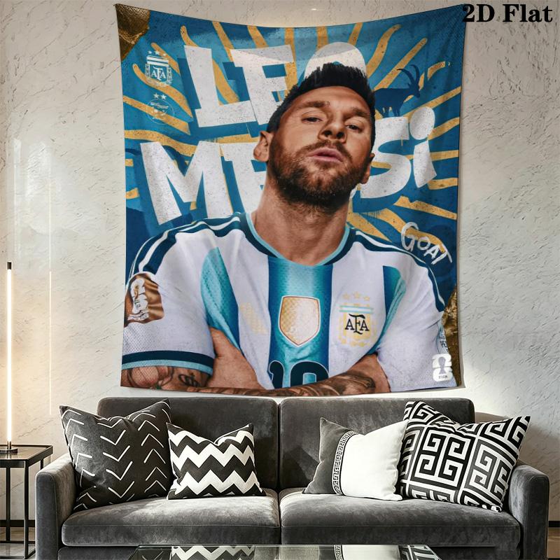 Leo Messi Argentina Soccer Tapestry, Football Player Portrait Wall Hanging, Wall Art Decor for Fan Bedroom Living Room