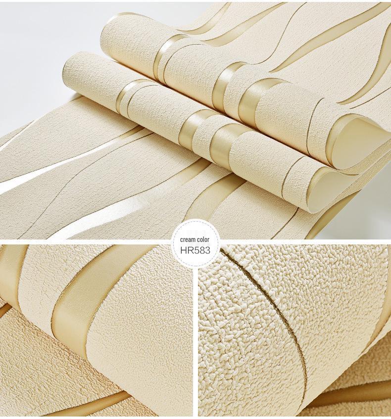 Modern 3D Water Wave Pattern Non-woven Suede Wallpaper for TV Background