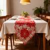 Christmas Embroidered Long Table Runner 68.5x13.78 In Holly Poinsettia Table Runner Holiday Holly Table Runner for Xmas Holiday